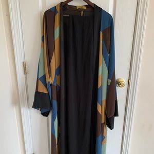 Open brown, blue and black Dubai Abaya